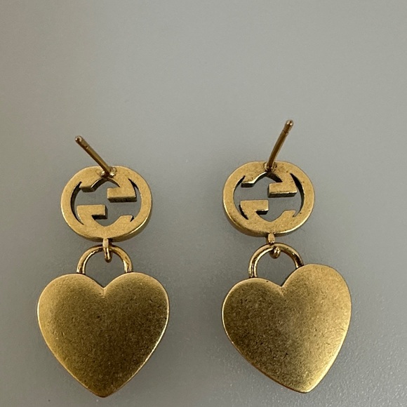 Gucci Gold Logo Heart Earrings - Picture 4 of 6